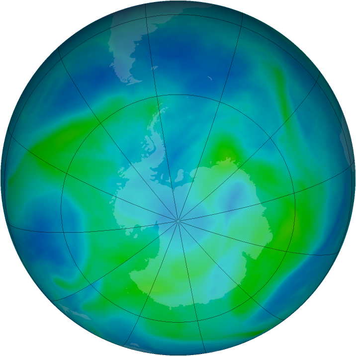 Antarctic ozone map for 05 March 2008